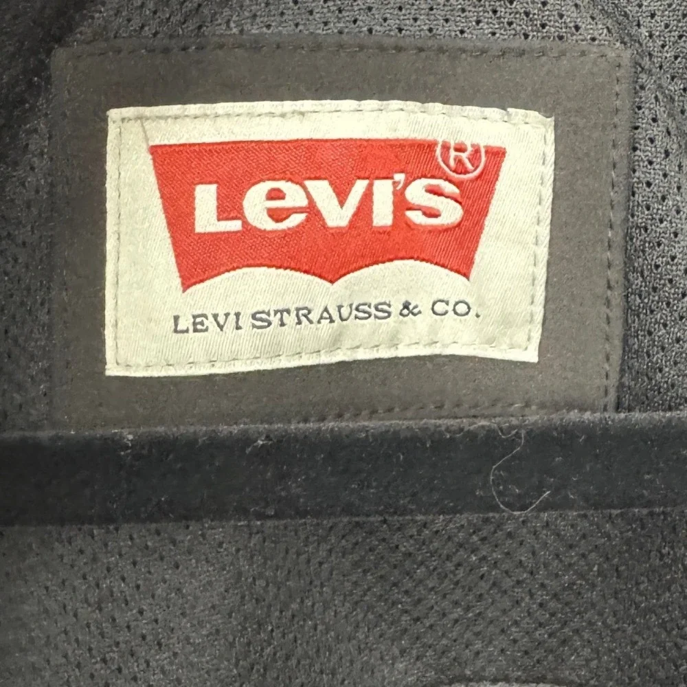 Levis Mens Black Softshell Trucker Jacket Full Zip Stand Collar Size XL EG